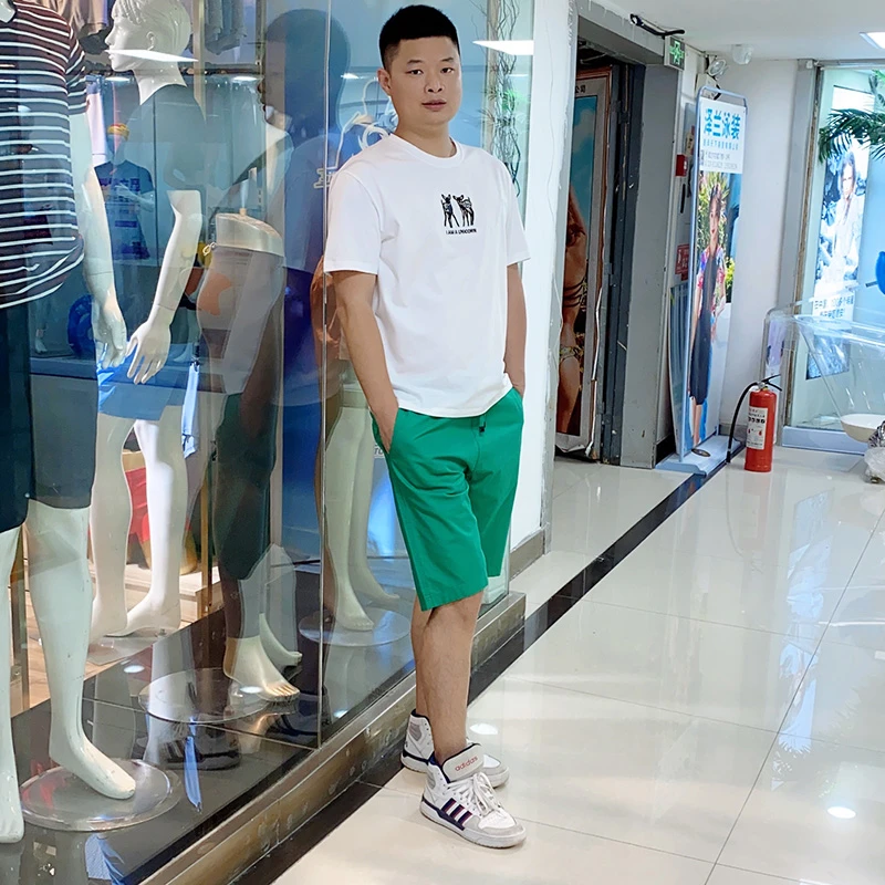 天然体男士短裤100%新疆纯棉休闲宽松五分裤潮流彩色家居沙滩裤