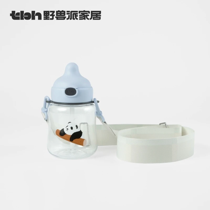 tbh野兽派家居熊猫嘭嘭随身奶瓶水壶吸管杯女生夏季大容量水杯壶