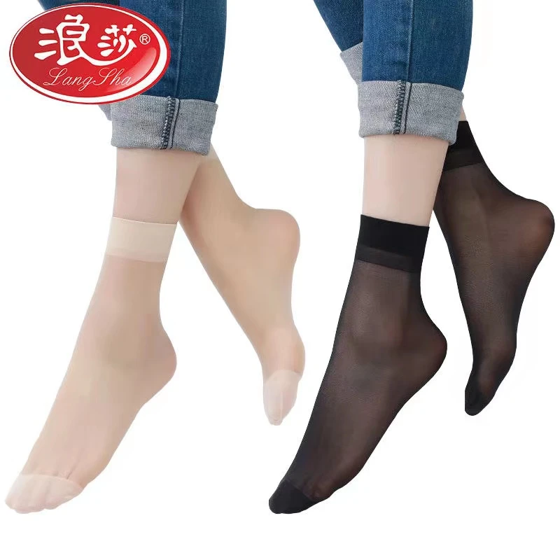 浪莎正品水晶短丝袜春夏超薄防勾丝隐形水晶透气丝袜女四色袜子女