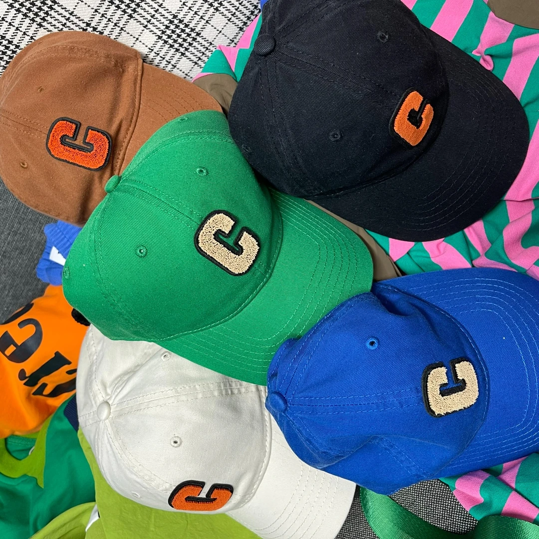 韩国炫彩棒球户外运动骑行遮阳透气亮色C字母鸭舌帽