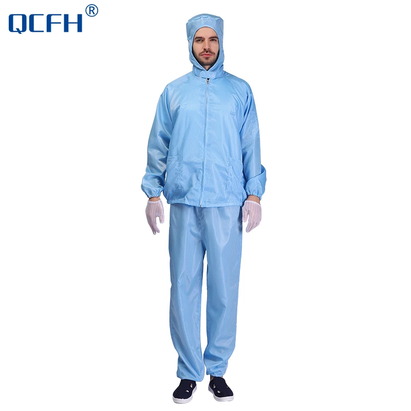 QCFH高品质防尘分体套装防护工作服全身洁净无尘防静电服男女同款