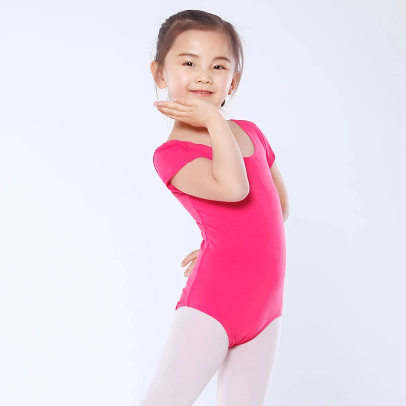 红舞鞋5007芭蕾服棉鸡翼袖半体服短袖体操服儿童跳操形体服练功服