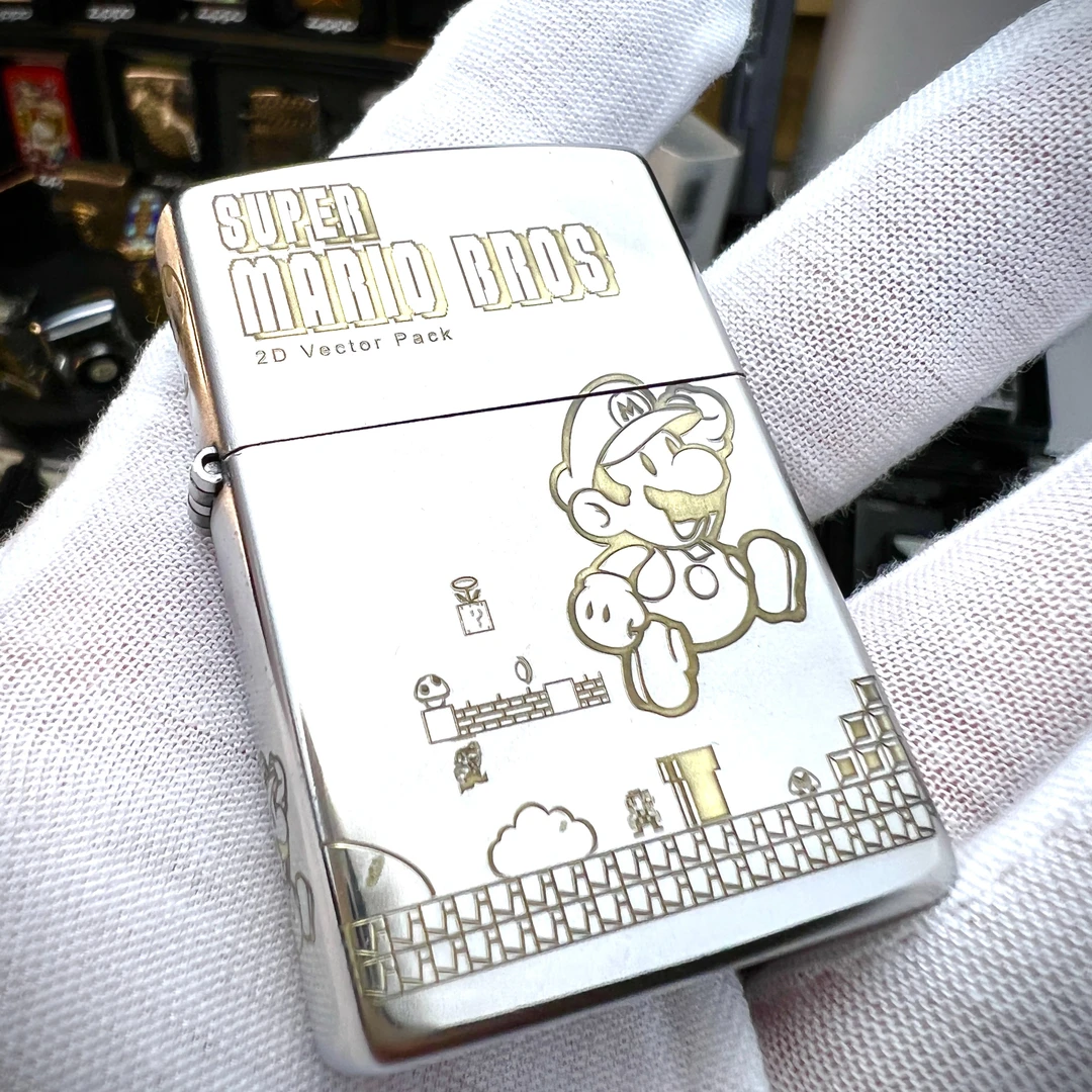 Zippo打火机正品超级玛丽童年回忆DY8702DK银色双色常规机