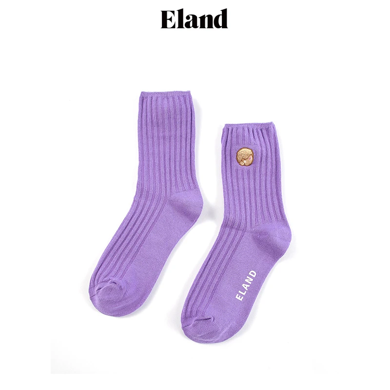 ·ELAND衣恋袜子可爱柯基街头刺绣学院风长袜舒适EEAYC7707P