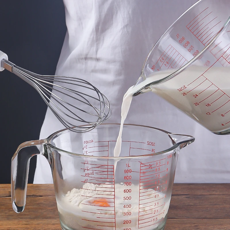 家用早餐杯刻度杯耐热玻璃杯打蛋面粉量杯烘焙牛奶杯微波炉加热杯