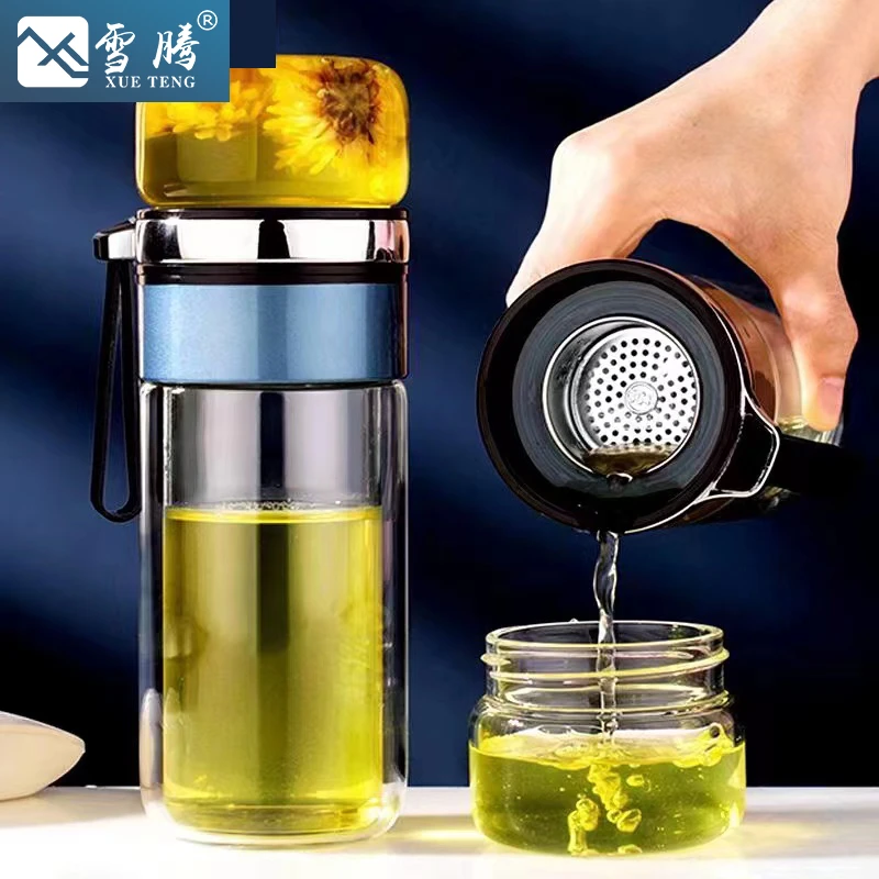茶水分离水杯男女家用杯子女耐高温玻璃杯车载便携防烫新款泡茶杯