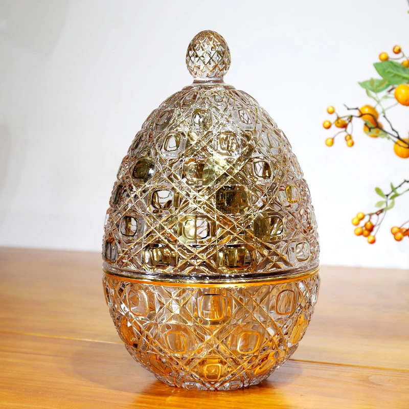 刀叉勺24件套收纳套装太阳花蛋形水晶玻璃描金心悦蛋家居家用摆件