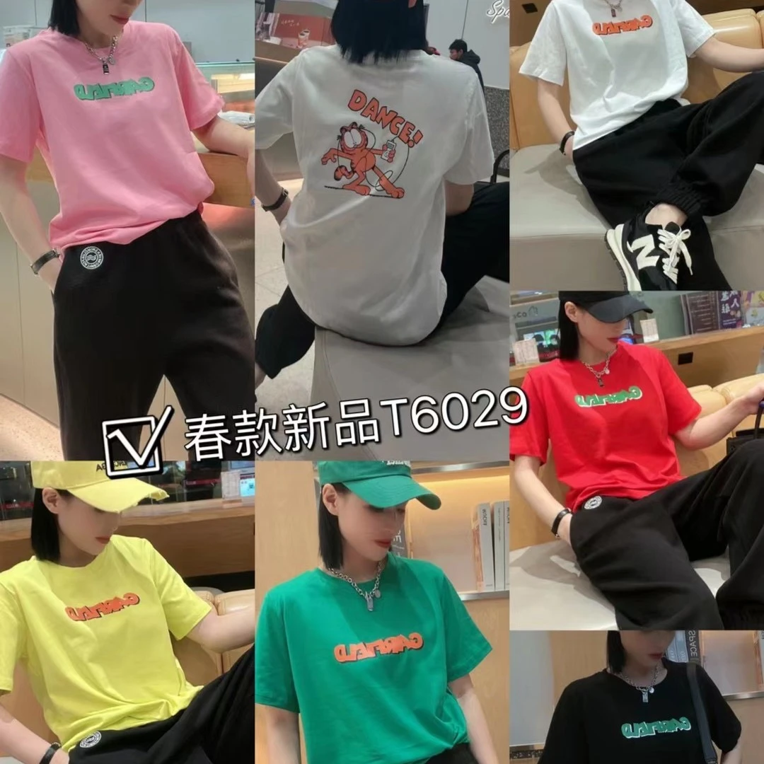 新款百搭圆领短袖T恤6029