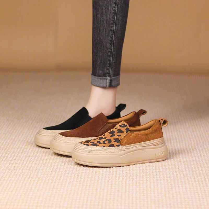 听纯22025秋季复古软底单鞋百搭平底圆头时尚休闲真皮防滑女鞋