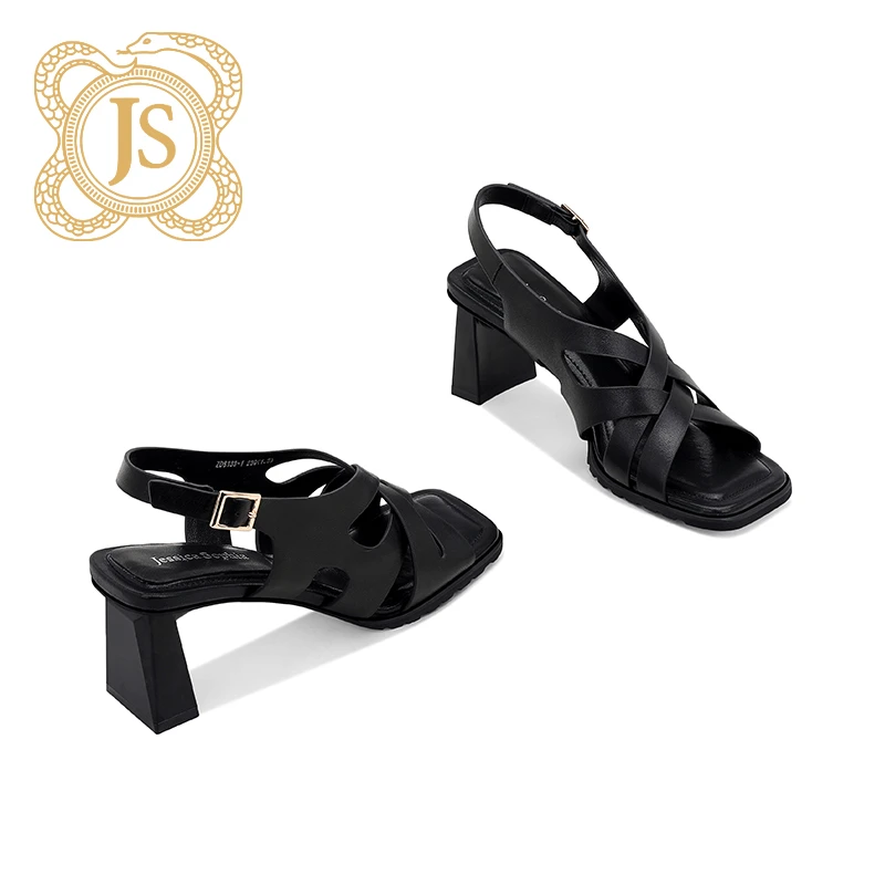 已开价，4Z8133-1欧美范品牌黑色帅气包脚显瘦罗马凉鞋女夏粗跟