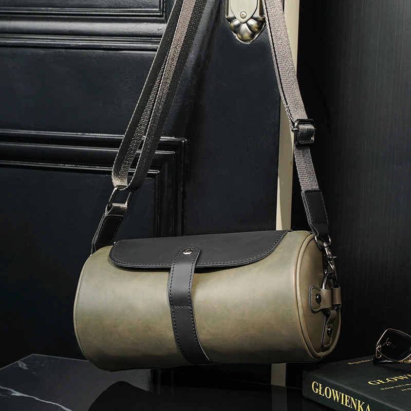 绿色灰色复古圆筒包单肩包斜挎包 小挎包韩版包休闲后背包手机包