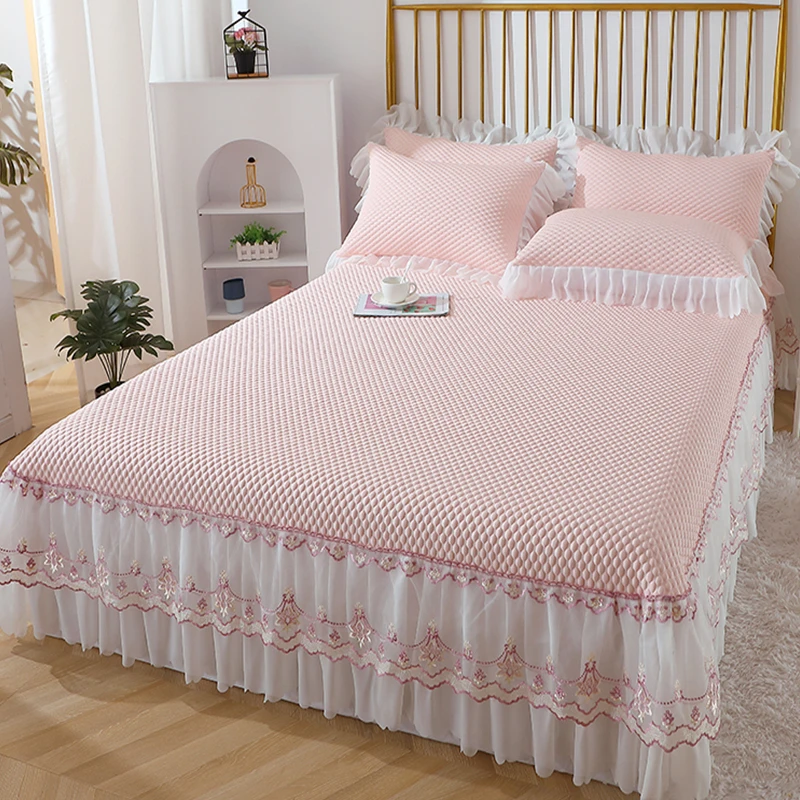 凉豆豆床裙款三件套柔软亲肤夏日凉爽凉席凉感丝软席清凉空调席