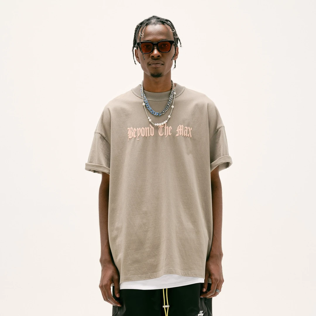 B.X潮牌  2022SS高街发泡印花款宽松休闲落肩男士短袖T恤