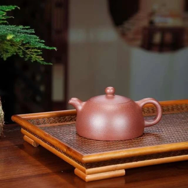 陽萱堂全手工金星紫泥曼生十八式半月壶容量180cc精美家用圆壶