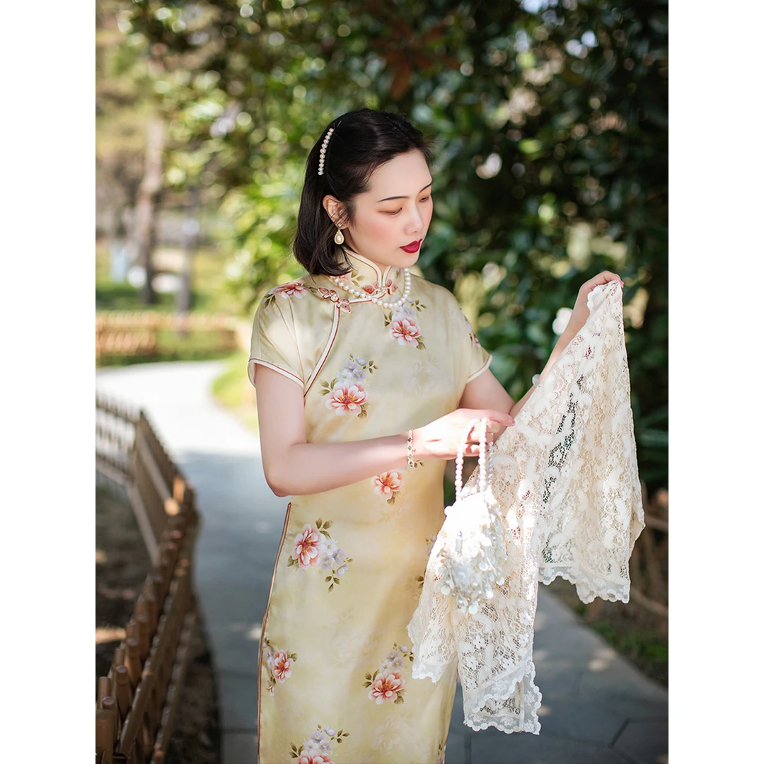 【衣香鬓影】  topulara 画报款 春夏季花朵复古优雅无省旗袍气质