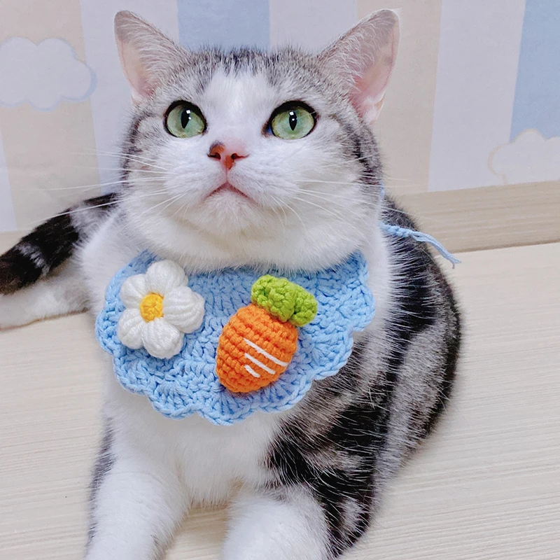 【胡萝卜花花】猫咪新款宠物口水巾猫狗可爱围兜挂饰卖萌围脖配饰