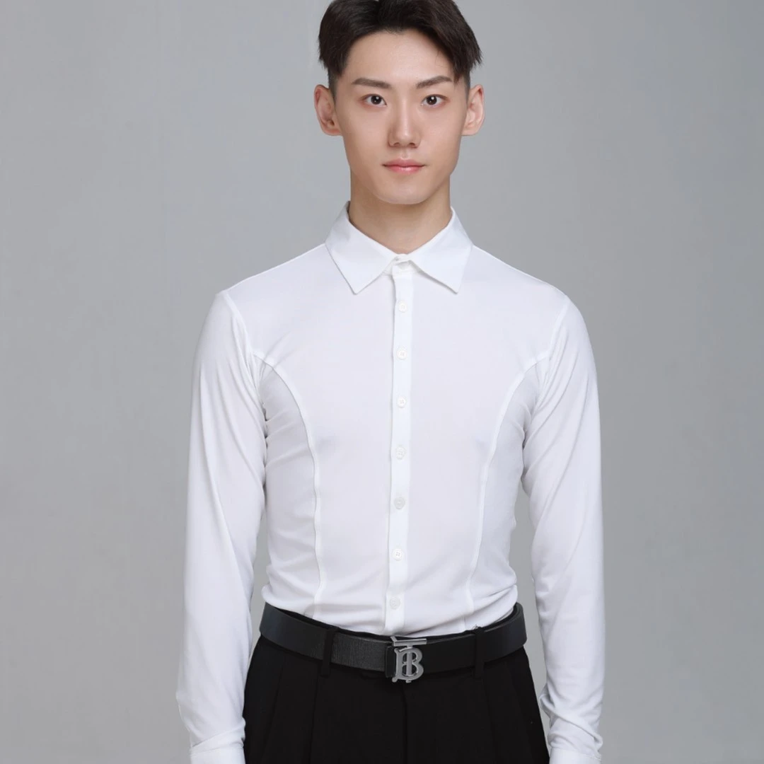 【HF品牌】M01男士长袖弹力衬衫 男士摩登舞服华尔兹拉丁练习服