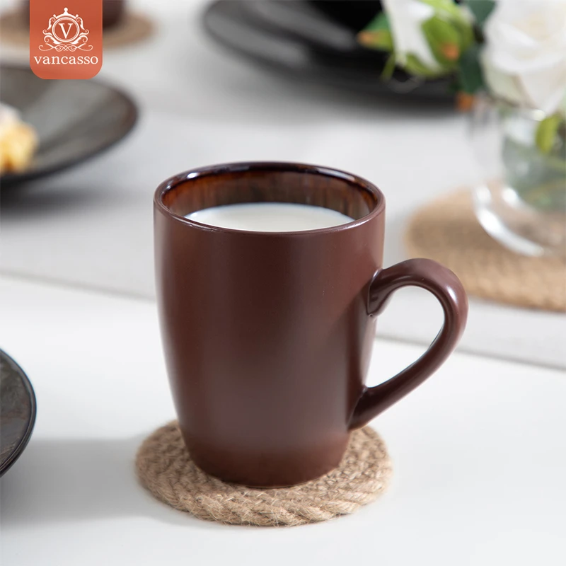 VANCASSO大容量水杯早餐麦片杯家用日式复古风陶瓷马克杯ins餐杯