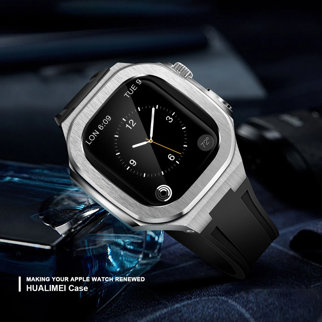 适用AppleWatch S8/7 改装壳 45mm 316L不锈钢鹦鹉螺表壳iwatch