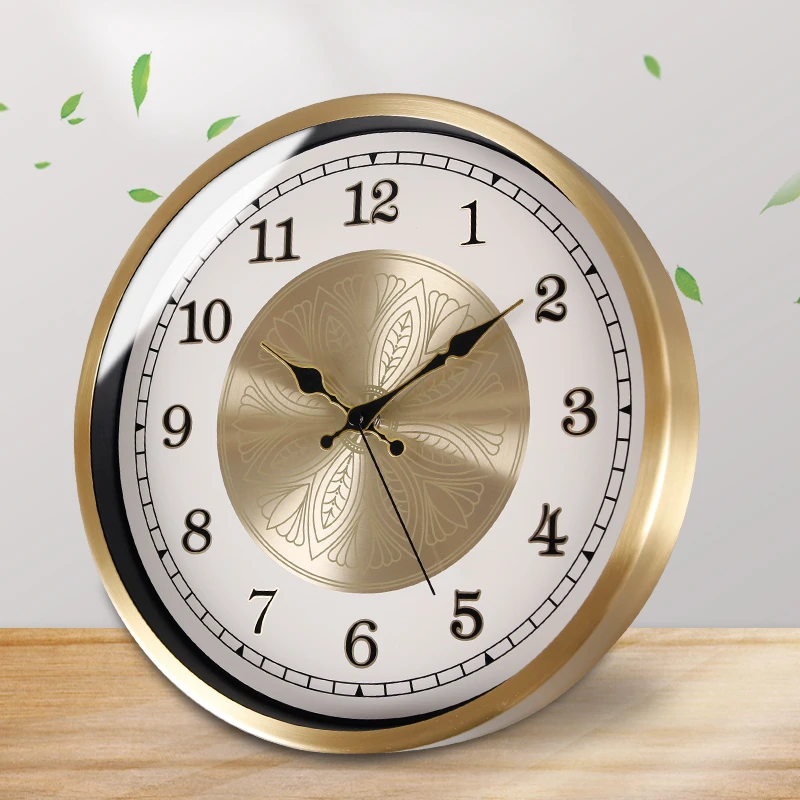 TQJ轻奢静音黄铜挂钟客厅卧室家用时尚时钟挂墙简约电波石英钟表
