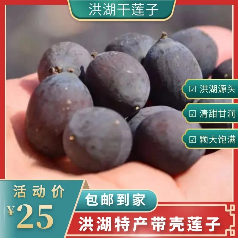 楚乡瑶湖北洪湖农家自种干货楚乡瑶精选黑壳莲子500g/包 【包邮】