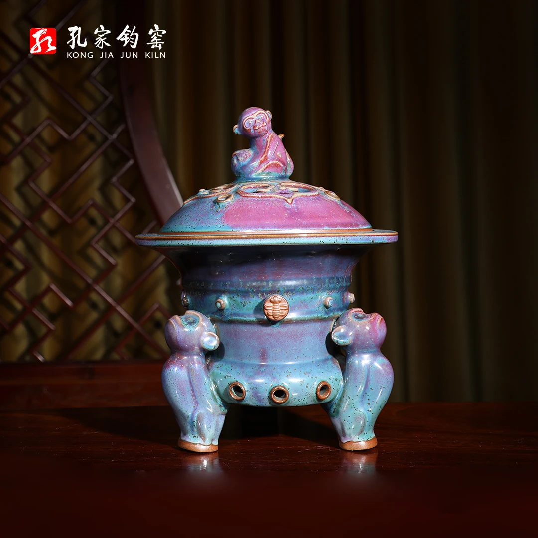 孔家钧窑（辈辈封侯）钧瓷纯手工艺品家居摆件