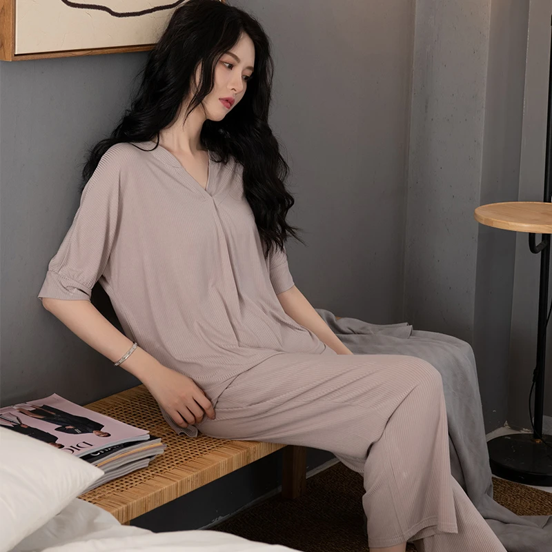 优雅小香风莫代尔睡衣家居服女夏季2025年可外穿薄款简约时尚套装