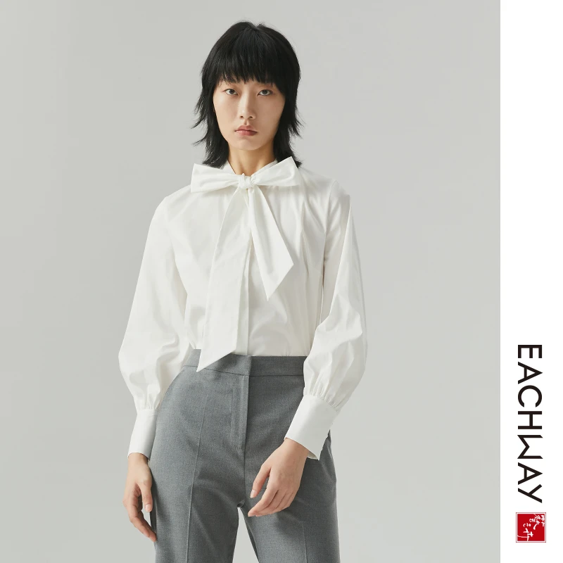 Eachway/艺之卉抗皱易搭配蝴蝶结气质衬衫ES31D00936