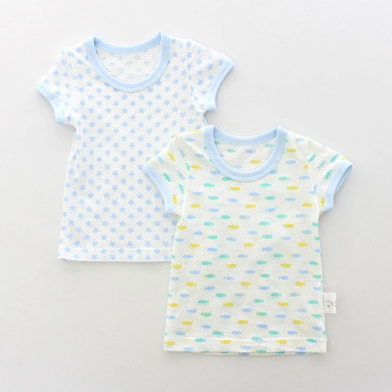 儿童纯棉短袖T恤男女宝宝夏季网眼薄款半袖日系打底衫休闲上衣