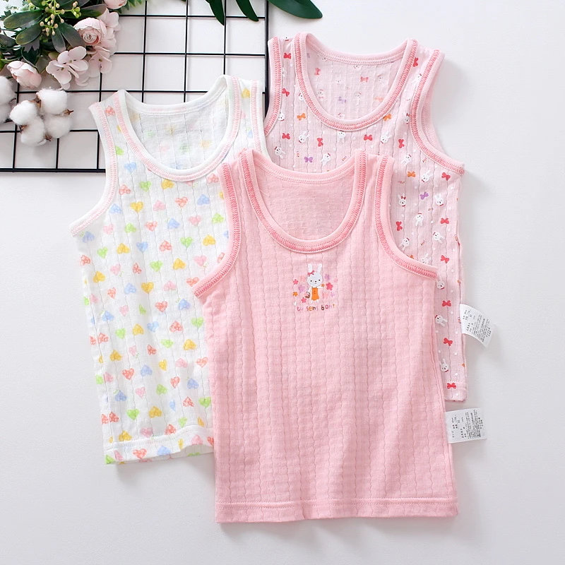 3件装儿童网眼背心女宝宝夏季日系纯棉薄款A类打底衫透气弹力上衣