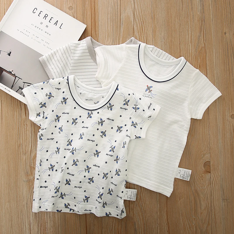 3件价格儿童夏季纯棉短袖T恤男宝宝日系休闲薄款半袖上衣无荧光