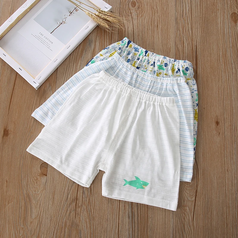 3件装儿童夏季竹节棉薄款短裤日系纯棉男宝宝男孩沙滩裤无荧光