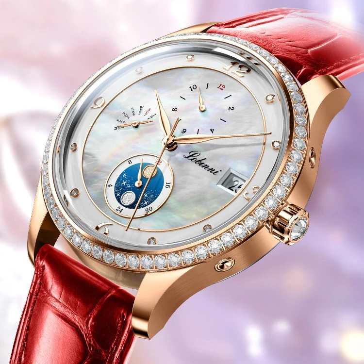 【罗宾尼官方旗舰】新款时尚贝母女表全自动机械表女士手表气质2063