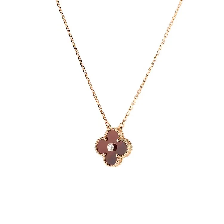 99新 梵克雅宝 VCAVintageAlhambr金色系列牛眼石圣诞四叶草项链