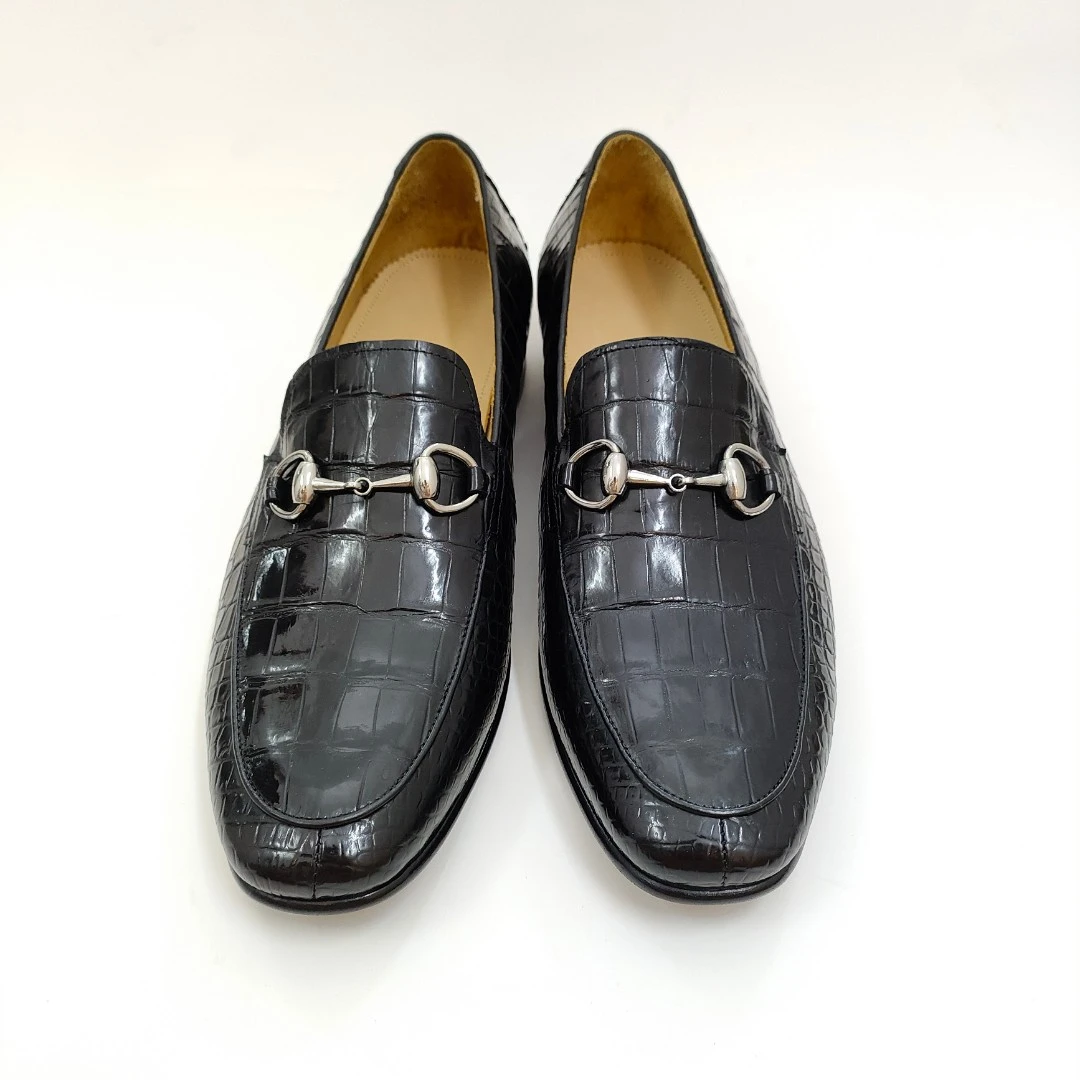 新款鳄鱼皮鞋肚皮款  固特异真皮大底商务休闲正装鞋