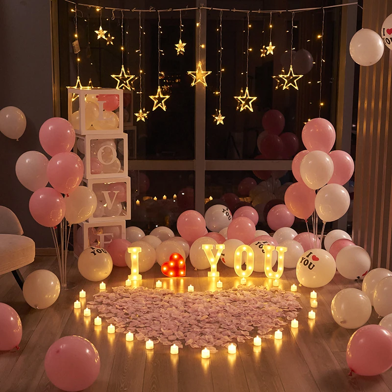 网红求婚室内布置道具创意用品酒店房间简约气球表白浪漫装饰套餐
