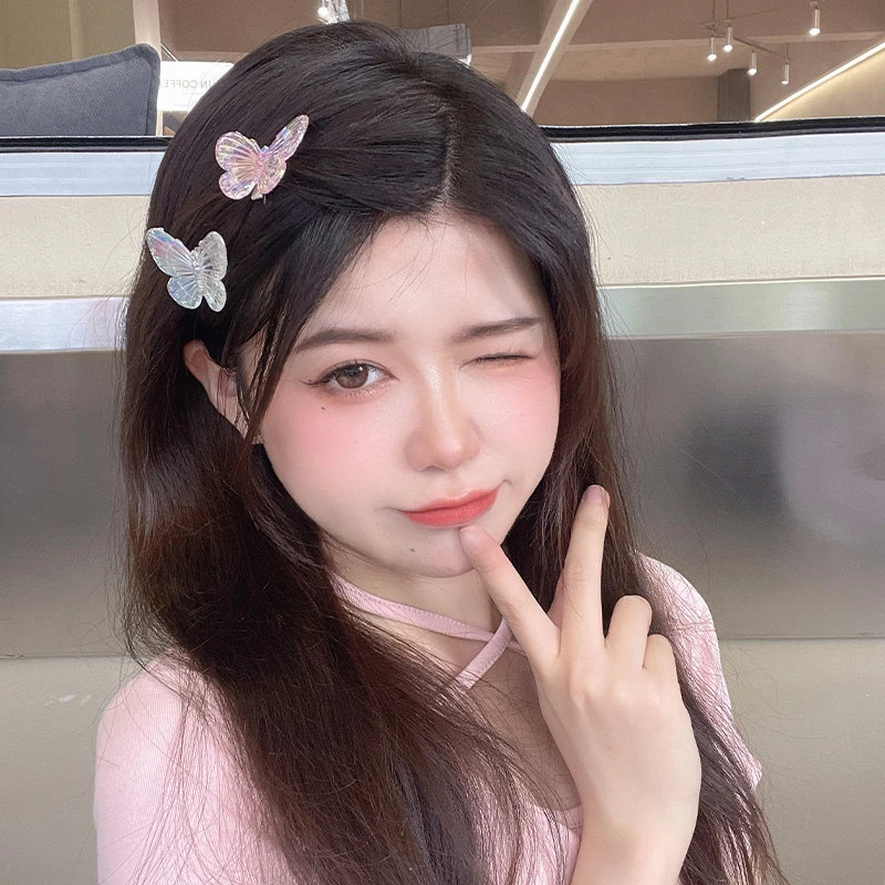 春季仙气蝴蝶结刘海侧边夹少女前额碎发夹网红编发发卡鸭嘴夹头饰