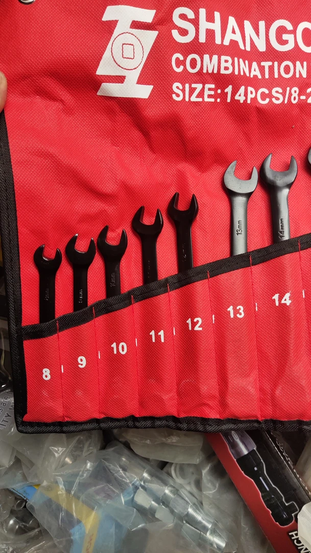 14件套开口梅花呆梅两用扳手套装汽修工具黑色盒装8-24MM五金板子