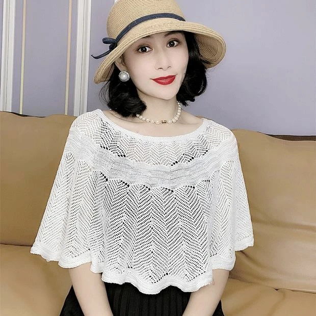 薄款套头针织披肩女夏季外搭裙子短款百搭冰丝防晒空调护肩颈坎肩