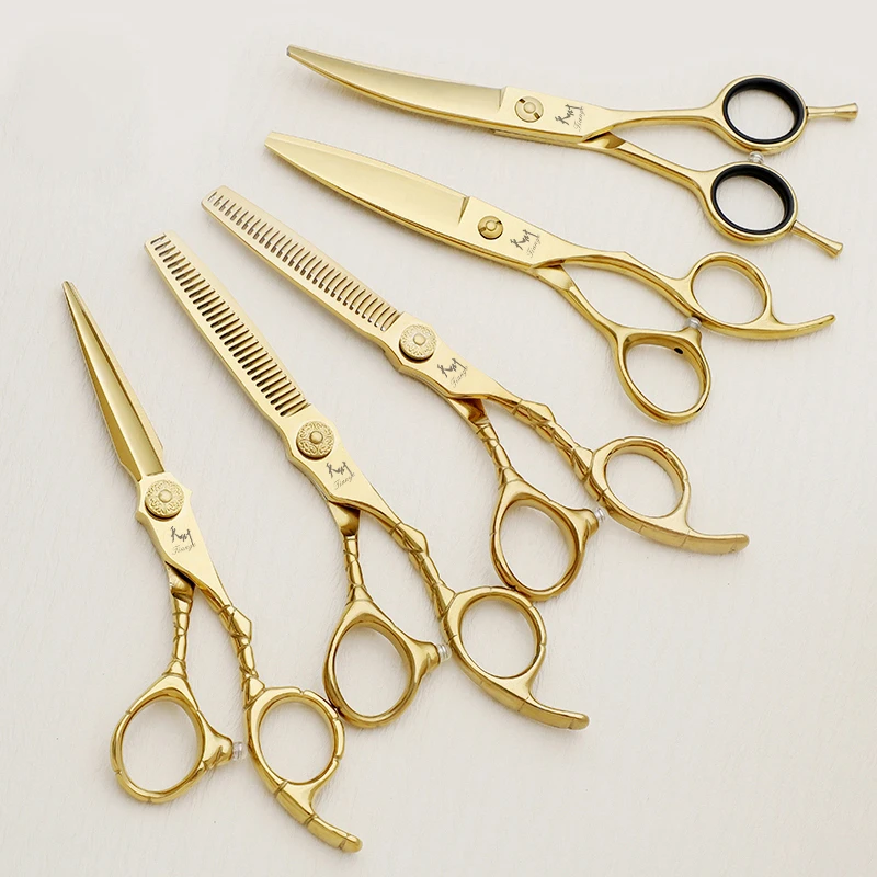 金色理发剪刀翘剪平剪无痕专业牙剪打薄发型师组合套装美发师剪刀