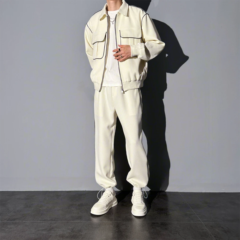 莱德的搭配 秋季男士时尚运动潮流套装帅气撞色两件套痞帅韩版ins