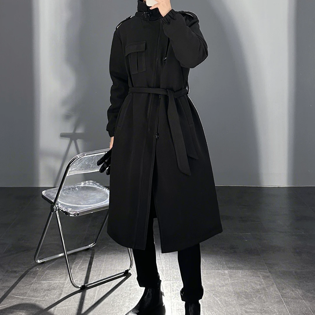 莱德的搭配长款风衣棉服男士痞帅冬季加棉加厚呢大衣棉衣过膝韩版