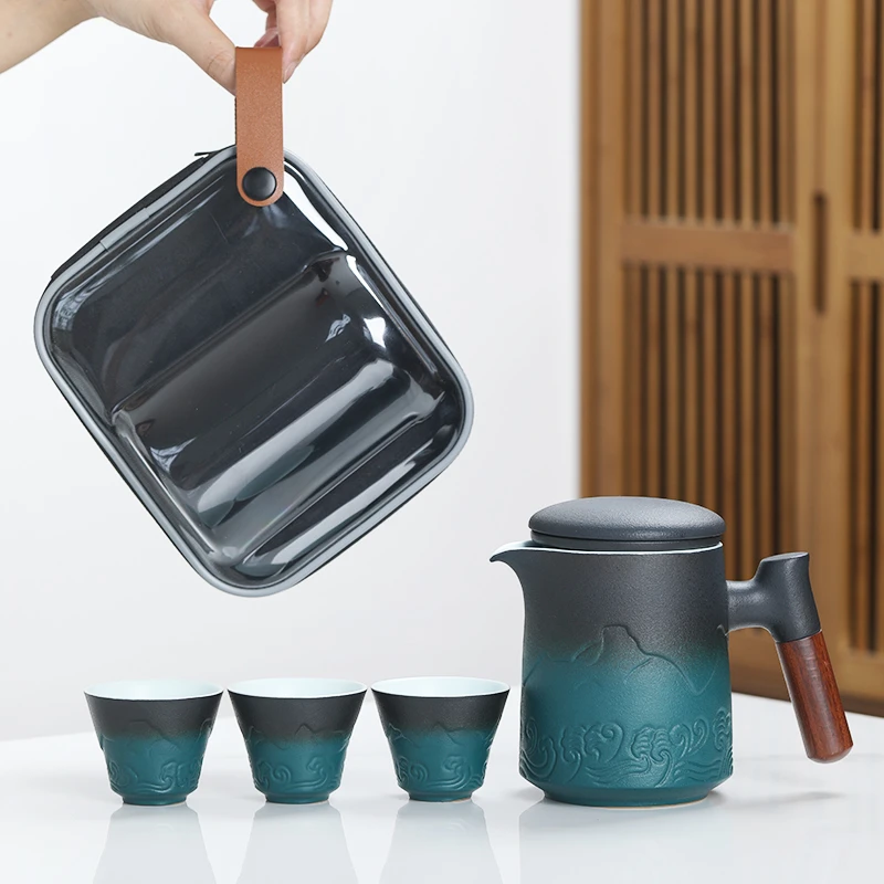 岱佳旅行功夫茶具套装户外车载便携式旅游随身小套快客一壶三杯