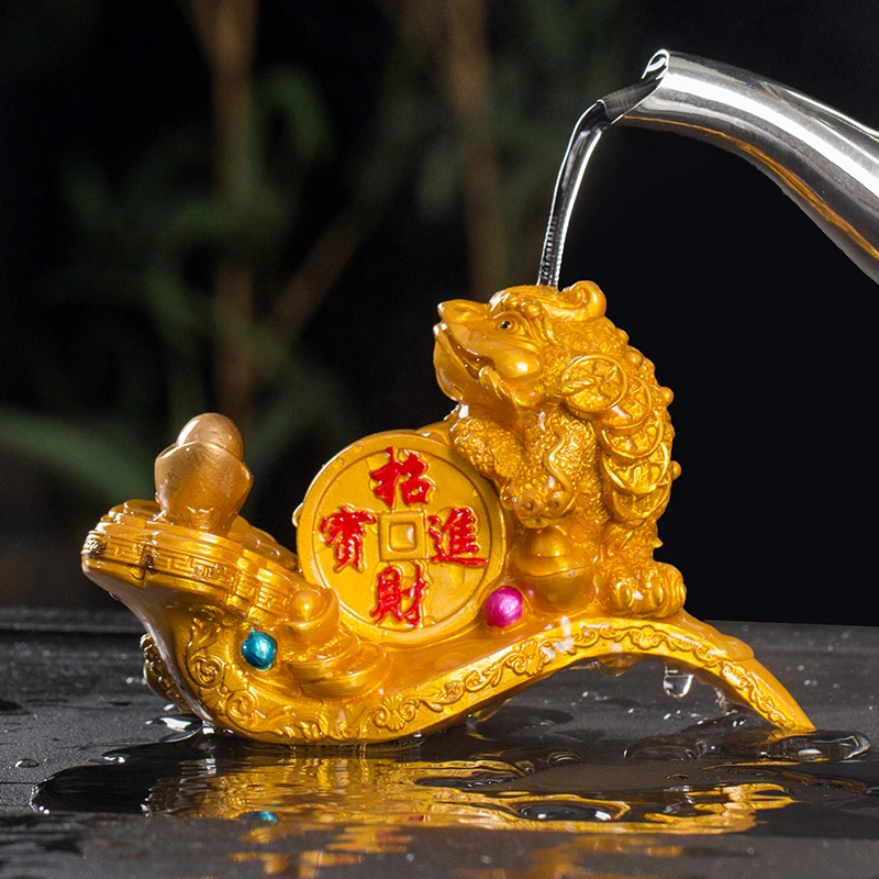 变色茶宠如意金蟾纳财蟾蜍茶玩精品创意茶盘饰品摆件功夫茶具配件