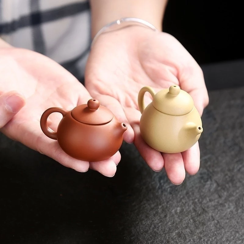 紫砂把把壶很小迷你袖珍小茶壶萌兔茶宠摆件福猪可养变色金蟾貔貅
