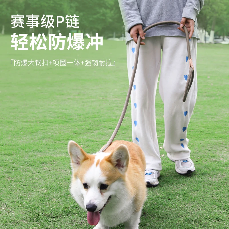 kimpets【防爆冲P绳】牵引绳可调节不勒脖狗狗外出牵引绳项圈套装
