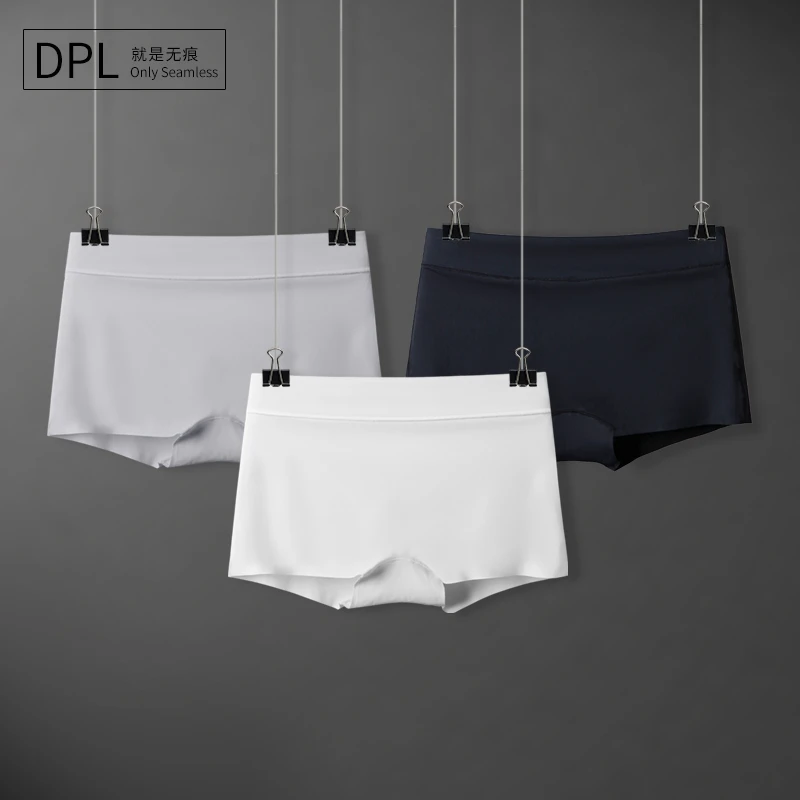 DPL 蜜桃臀安全裤冰丝女士平角内裤防走光黑色棉裆底裤夏薄透气