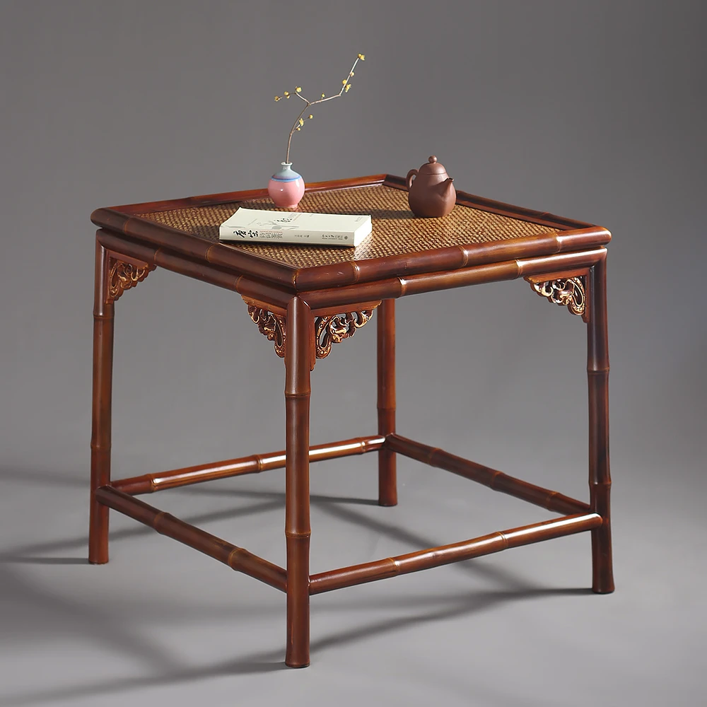 新中式复古红竹方桌飘窗桌炕桌茶室空间四方茶桌边角餐桌