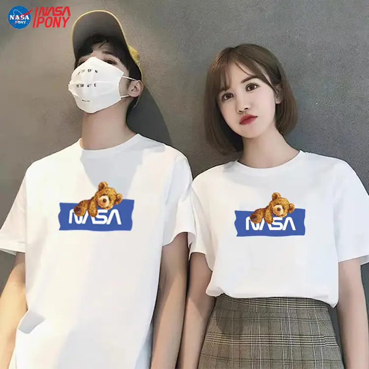 【广州表哥专享】NASA线上联名2022夏季新款情侣小熊休闲潮牌短袖