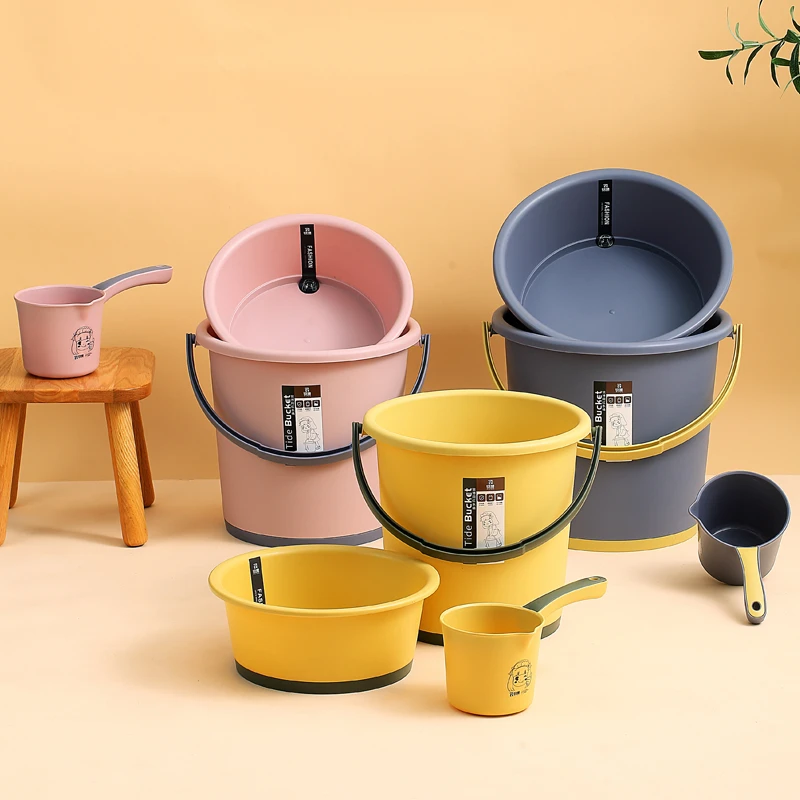 加固压圈家用圆桶水桶塑料盆桶储水脸盆学生洗漱衣桶宿舍带盖手提